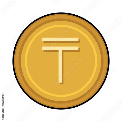 COIN CARTOON WITH CURRENCY ICON SYMBOL TENGE KAZAKHSTAN