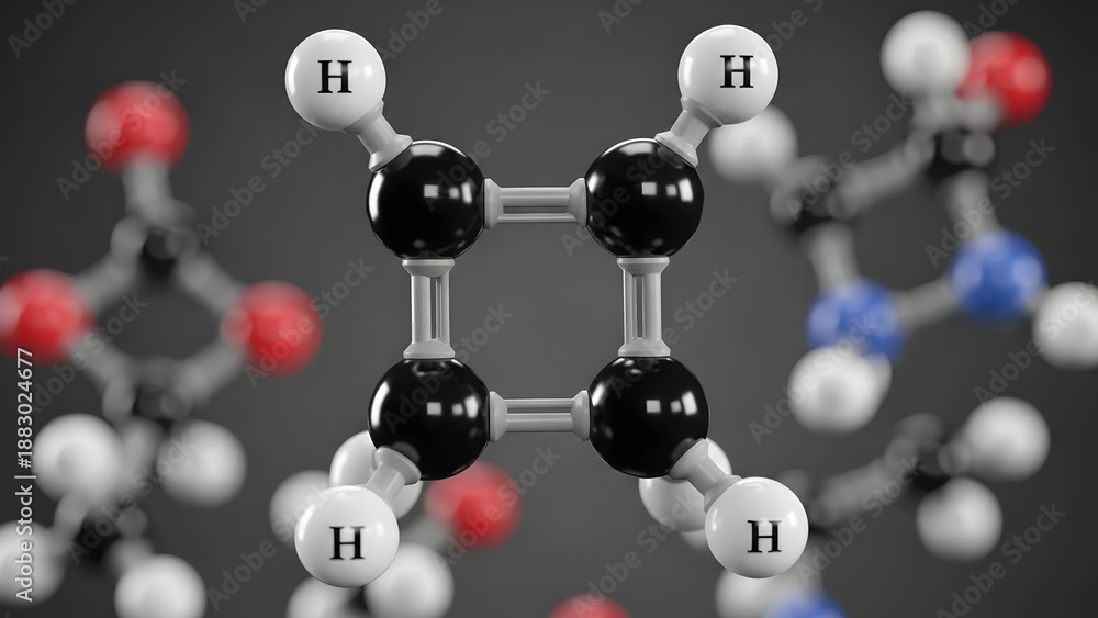 Obraz premium Benzene molecular structure model