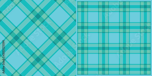 Teal and Green Plaid Pattern for Fabric and Textile Design