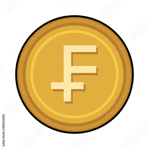 COIN CARTOON WITH CURRENCY ICON SYMBOL FRANC SWISS
