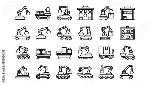 Collection of Heavy Construction Equipment Icons.