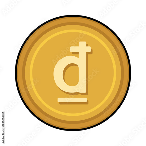 COIN CARTOON WITH CURRENCY ICON SYMBOL DONG VIETNAM