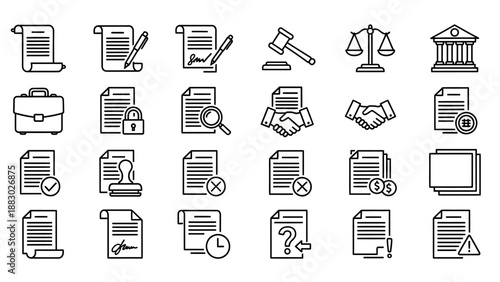 Collection of Law and Document Icons.