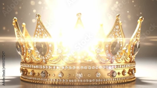 Elegant golden crown adorned with sparkling jewels, symbolizing royalty and power.