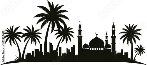 Islamic Desert Cityscape in Circular Emblem