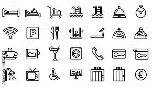 Collection of Hotel and Travel Icons.