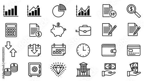 Collection of Financial and Business Icons.