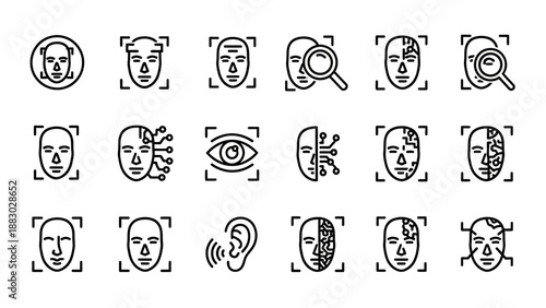 Collection of Human Face Icons and Senses.
