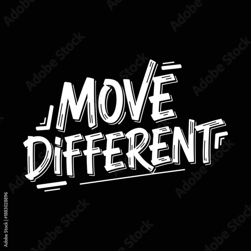 Move Different motivational typography design on black background.