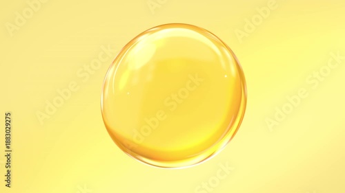 Seamless Loop of Yellow Oil Drop with Alpha Channel. Abstract Fluid Motion Background, Isolated Element.