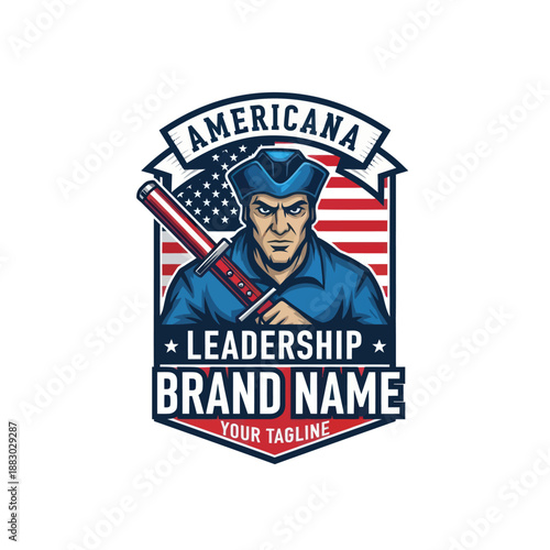 American Soldier Badge Logo Emblem Design.