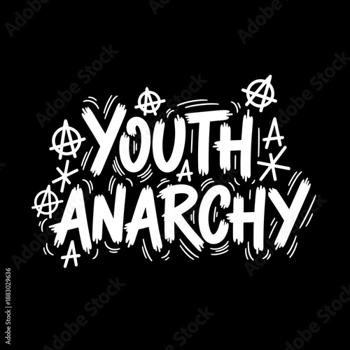Youth Anarchy Grunge Style Text with Anarchy Symbols.