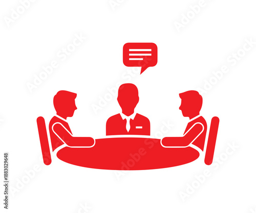 People Meeting Icon for Teamwork, Discussion and Business UI Design