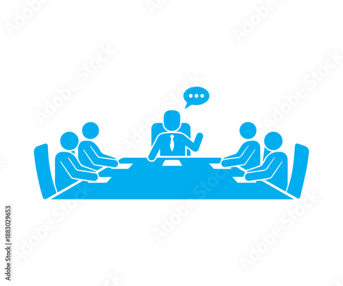 People Meeting Icon for Teamwork, Discussion and Business UI Design