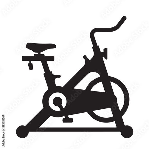 Exercise Bike Silhouette on White Background