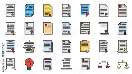Collection of law document icons.