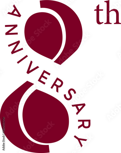 8th anniversary celebrations in red on a white background. Anniversary celebration with love, joy, and timeless memories shared together.