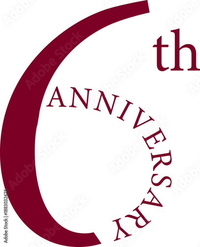 6th anniversary celebrations in red on a white background. Anniversary celebration with love, joy, and timeless memories shared together.