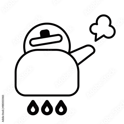 薬缶を沸騰させている白黒アイコン