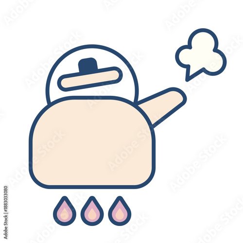 薬缶を沸騰させているパステルカラーアイコン