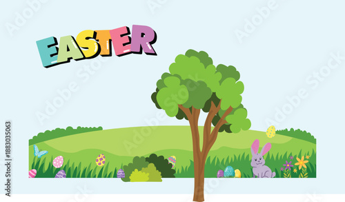 Math Easter Egg Counting Game Presentation in Pastel Animated Style, vector, cartoon, illustration, design, card, easter, baby, animal, set, rabbit, birthday, art, spring, flower, holiday, pattern, de