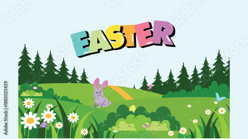 Math Easter Egg Counting Game Presentation in Pastel Animated Style, vector, cartoon, illustration, design, card, easter, baby, animal, set, rabbit, birthday, art, spring, flower, holiday, pattern, de