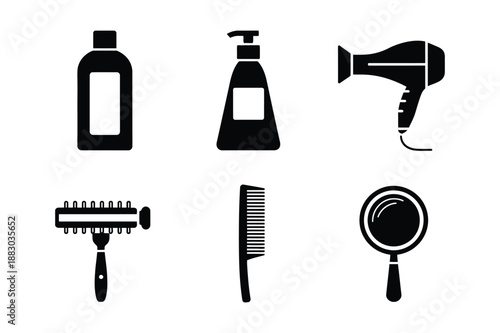 Hair Styling and Barber Salon Equipment Icons
