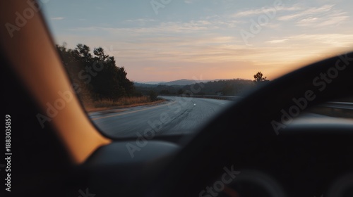 Wallpaper Mural Car is driving down a road with a view of the mountains in the background Torontodigital.ca