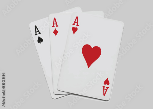 Playing cards three aces illustration concept of a strong winning poker hand design element for casino betting games