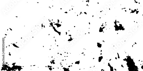 A black ink splat grunge texture design featuring a liquid paint splash and artistic splatter pattern on a vector illustration background with dirty brush stains and spray drops