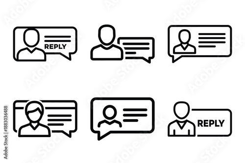 Minimalist Modern user message reply outine icons set with editable stroke.