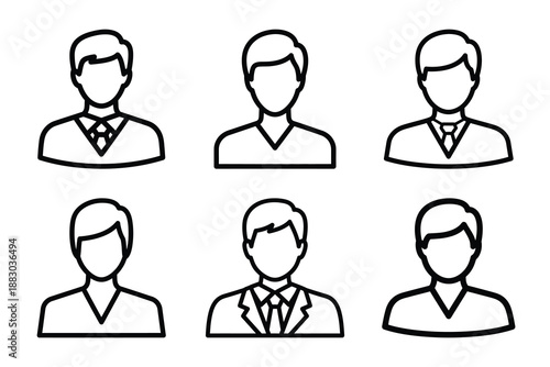 Minimalist Modern user participation tracker outine icons set with editable stroke.