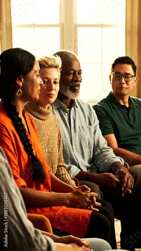 Diverse Group of People Engaged in a Support Group Discussion, Sharing Experiences and Listening Attentively.