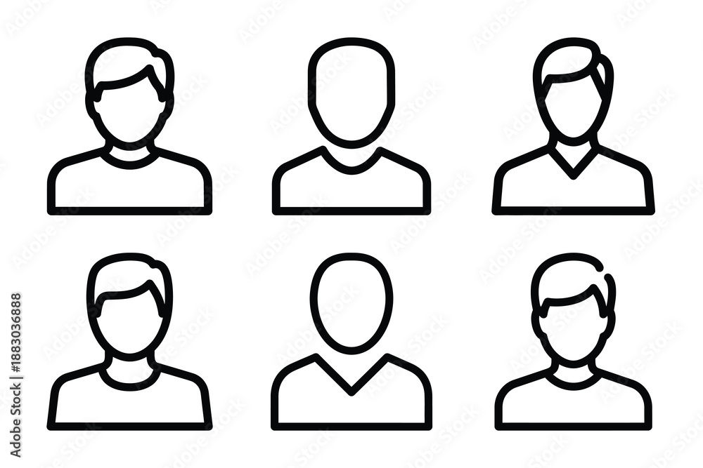 Fototapeta premium Minimalist Modern user social interaction outine icons set with editable stroke.