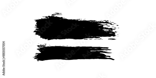 Abstract grunge vector background set featuring black ink paint splashes and dirty brush stroke textures with a grungy frame border design element for an artistic banner illustration