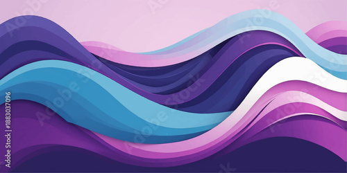 Abstract colorful blue background with flowing waves and light curves featuring a vibrant motion pattern of pink and purple lines for a creative art template