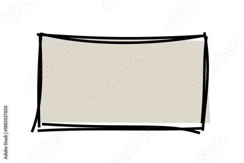 手描き風の長方形フレーム　茶色