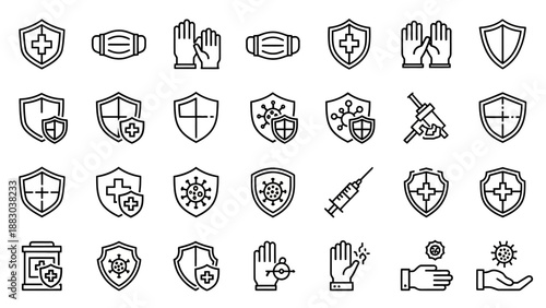 Collection of Medical Protection Icons Symbols.