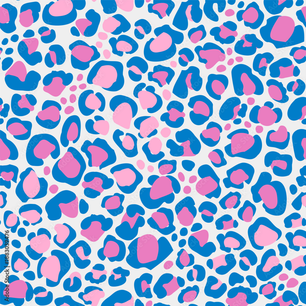 Fototapeta premium Animal skin print. Leopard`s spotted fur seamless pattern design. Background with abstract blob, rosettes texture. Trendy vector illustration for surface wrapping, fashion fabric design