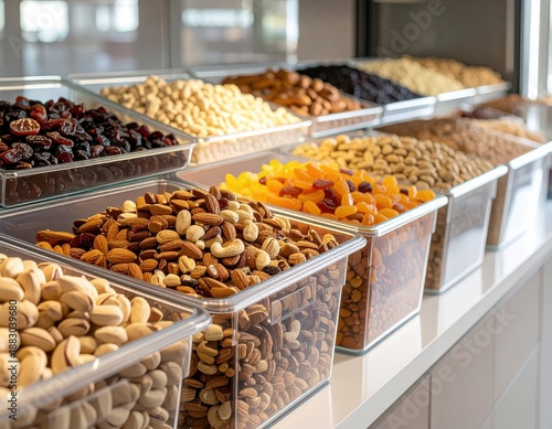 Wallpaper Mural Bulk selection of dried fruits and nuts in clear containers Torontodigital.ca