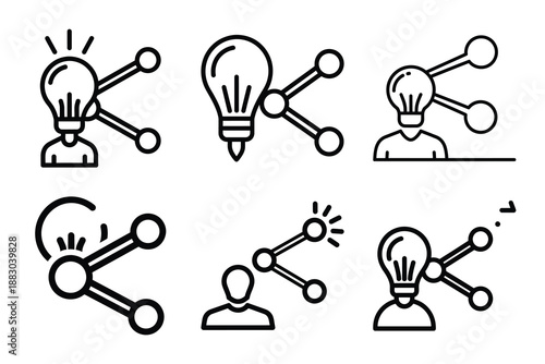Minimalist Modern community idea sharing outine icons set with editable stroke.