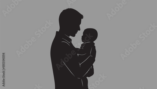 Father Holding Baby Silhouette – Love, Care, and Family Bond