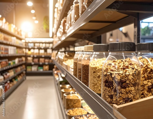 Wallpaper Mural Granola and dry goods in jars on shelves in a grocery store Torontodigital.ca