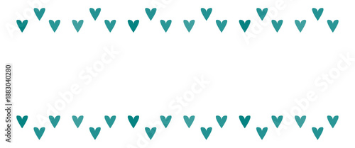 Torquoise hearts at the top and bottom of the page. Center place for the text.
