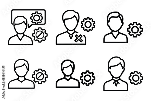 Minimalist Modern community privacy settings outine icons set with editable stroke.