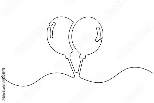Balloon icon minimal one line sketch clean vector illustration
