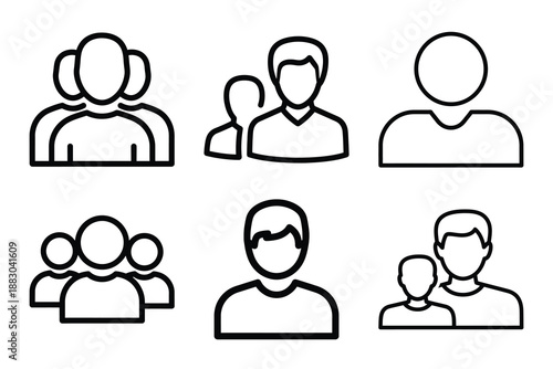 Minimalist Modern member community guidelines outine icons set with editable stroke.