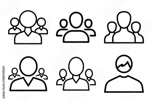 Minimalist Modern member connection analytics outine icons set with editable stroke.