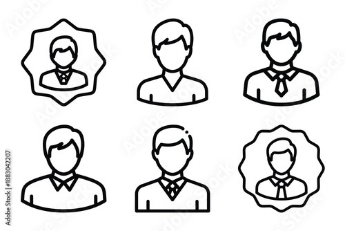 Minimalist Modern member participation badge outine icons set with editable stroke.