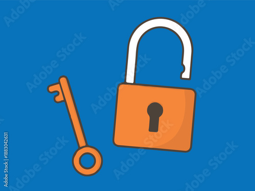 Key and Padlock Security Symbol.